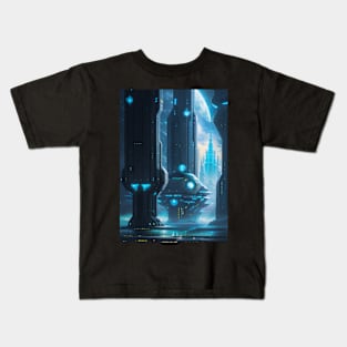 Cyber Space Port - Sci Fi Design Kids T-Shirt